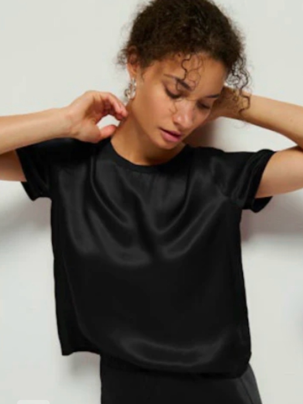 Nation LTD Satin Short-Sleeve Top, size Large